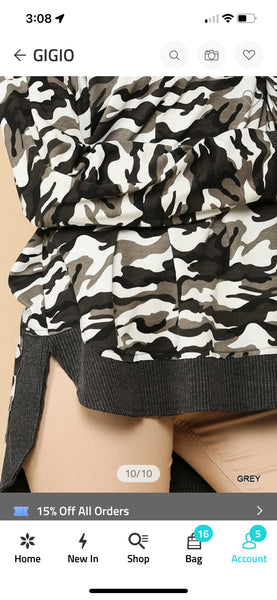 Grey camo lightweight sweatshirt