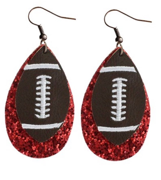Earrings leather football and glitter