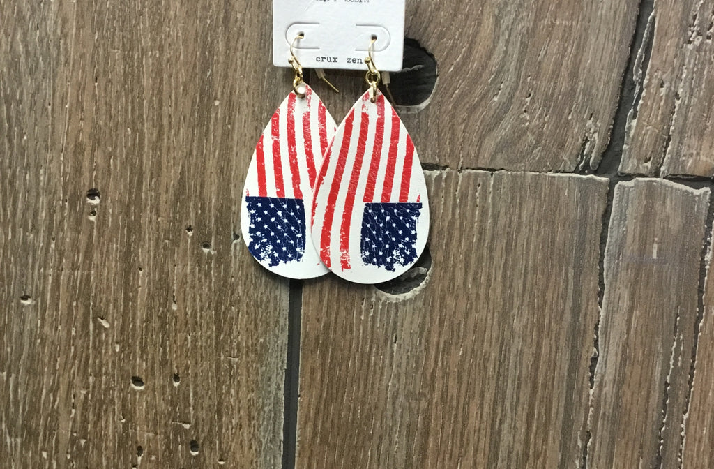 Earrings leather American flag print