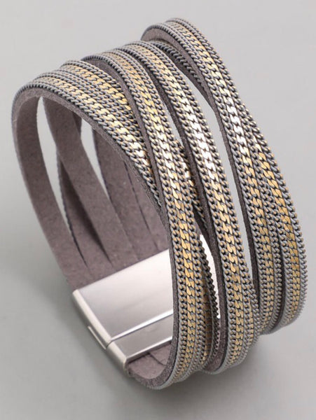 Bracelet layered cuff with magnetic closure