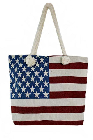 American flag canvas tote