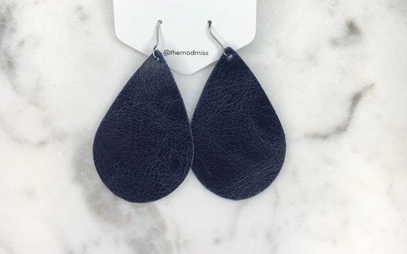 Leather teardrop earrings