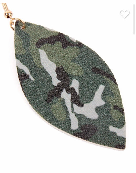 Camouflage leather earrings