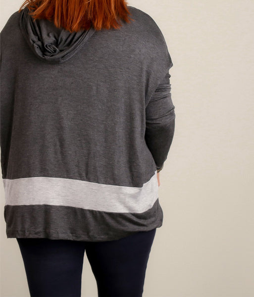 Plus charcoal color block hoodie