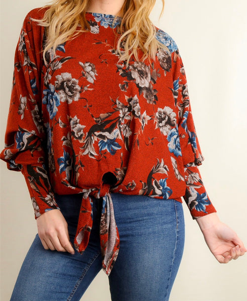 Rust floral top