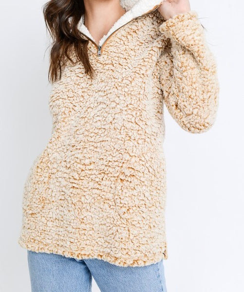 1/4 zip mock neck Sherpa pullover