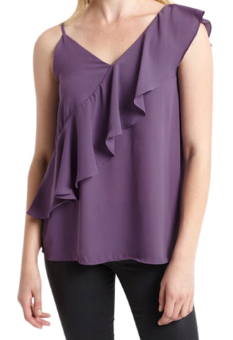 Purple one shoulder ruffled top