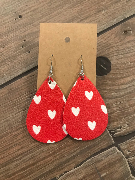 Valentines Day leather earrings