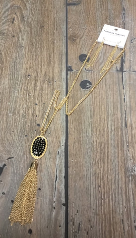 Necklace Long crystal tassel