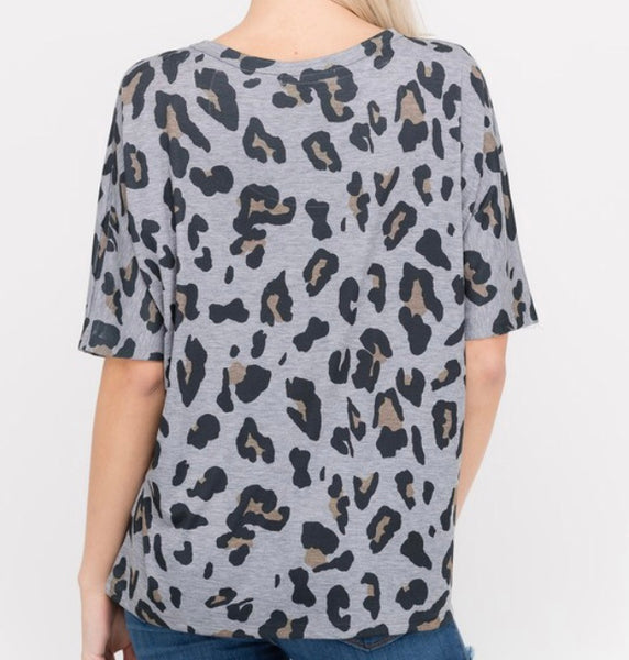 Leopard print choker neck top