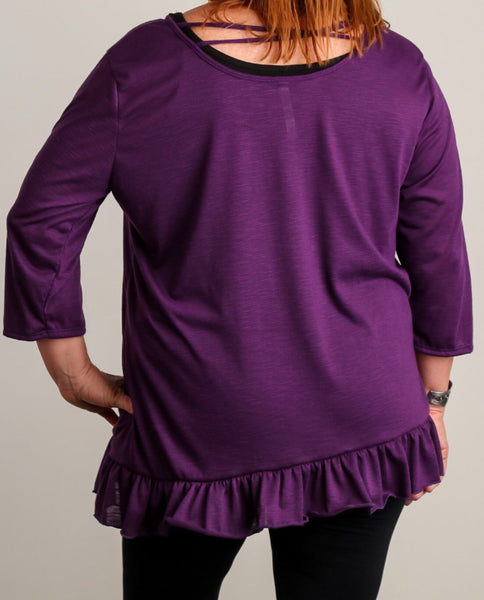 Plus purple ruffle hem top