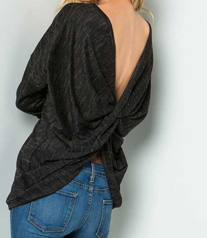 Back twist jersey sweater charcoal