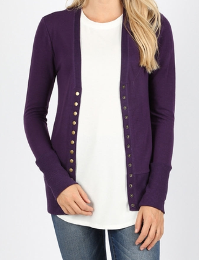 Sweater cardigan dark purple