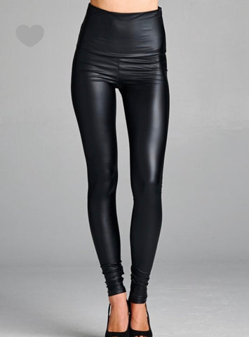 Fitted pleather legging black