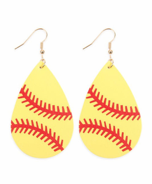 Softball leather earrings