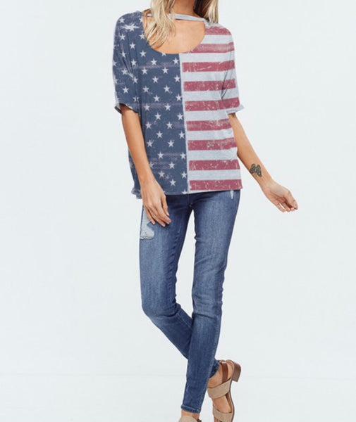 American flag choker neck top