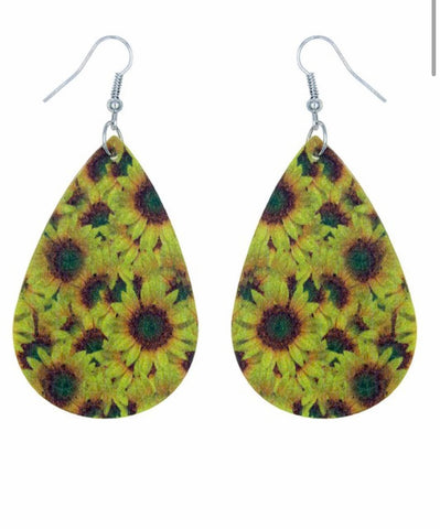 Sunflower leather earrings