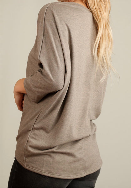 Mocha french terry dolman top