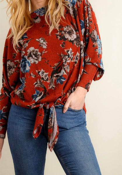 Rust floral top
