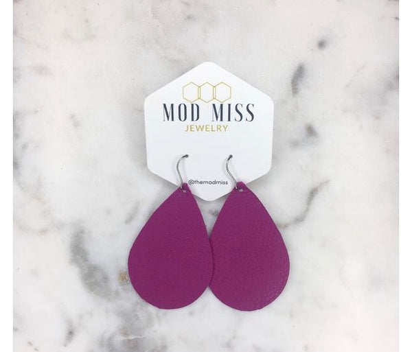 Leather teardrop earrings