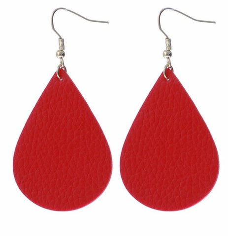 Red leather earrings