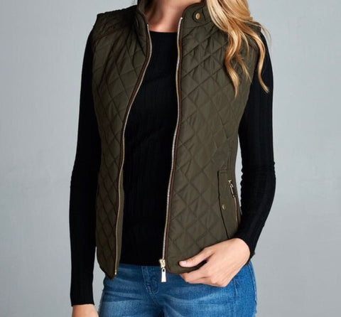 Quilted vest olive