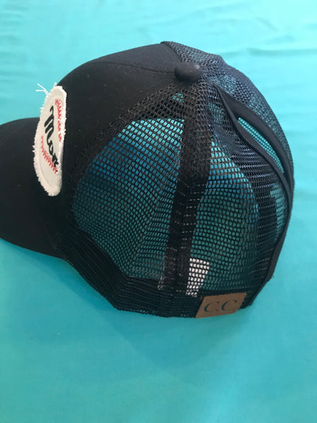 Mom messy bun baseball hat