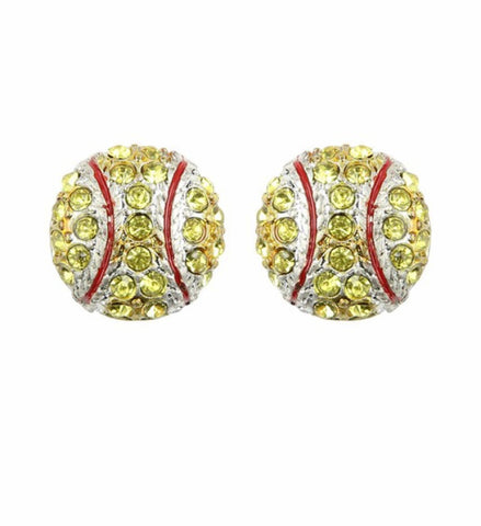 Softball rhinestone earrings