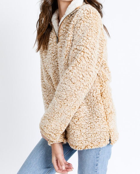 1/4 zip mock neck Sherpa pullover