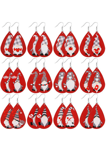 Red Valentine gnome earrings
