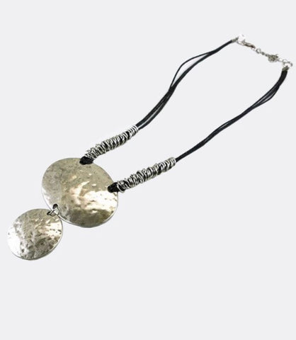 Necklace round metal plate necklace set