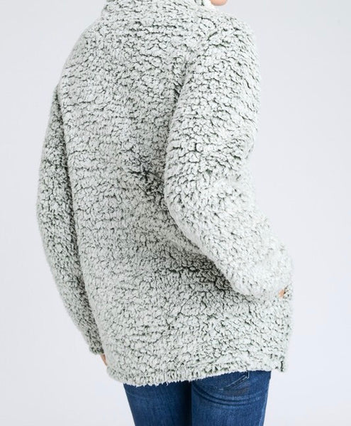 1/4 zip mock neck Sherpa pullover