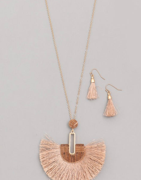 Necklace long tassel fan