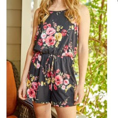 Black floral romper