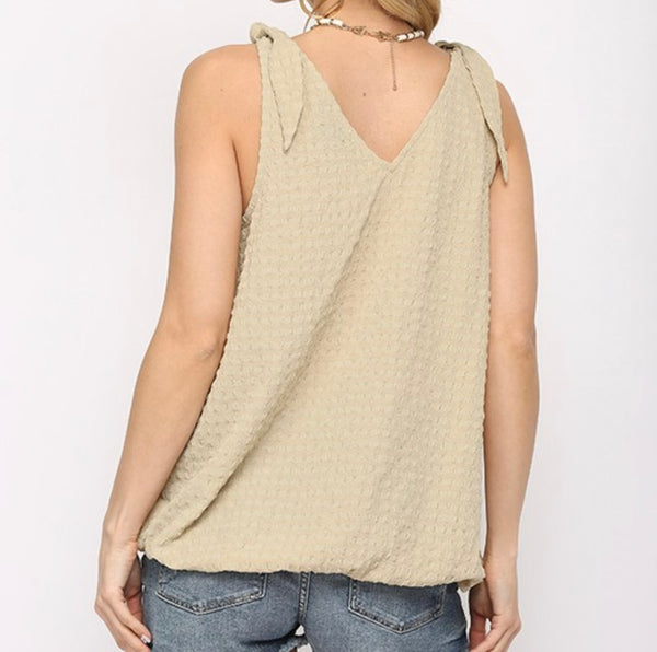 Taupe surplice sleeveless top