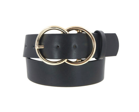 Belt faux leather double O ring loop