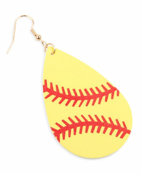 Softball leather earrings