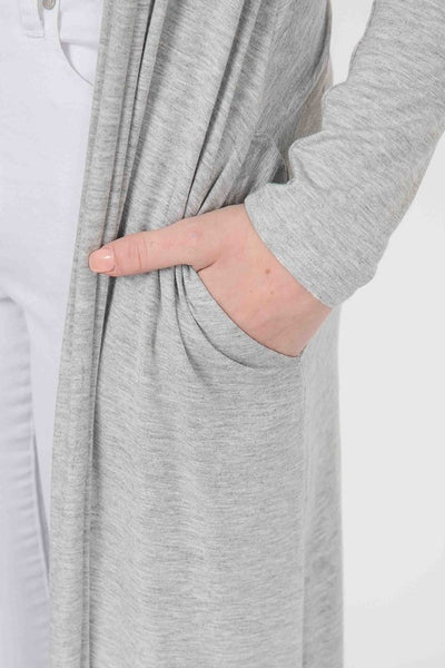 Long knit duster cardigan in heather grey