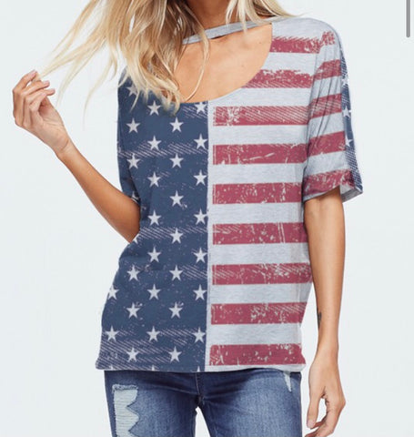 American flag choker neck top