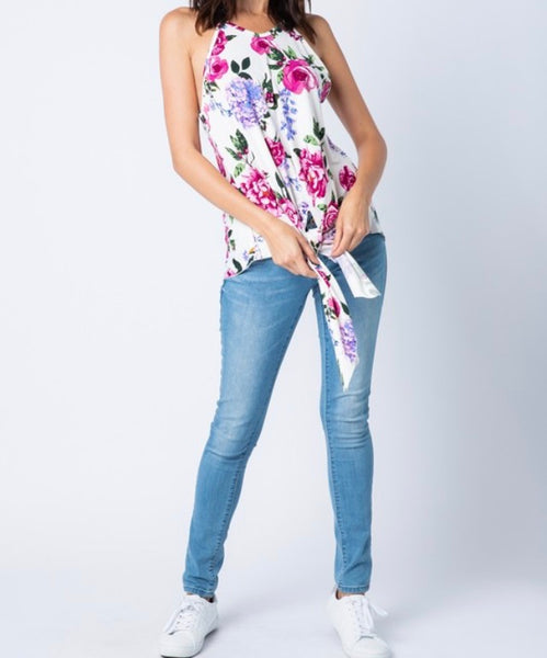 Ivory/mauve floral tank