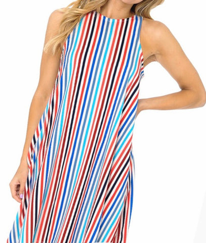 Multi stripe sleeveless dress