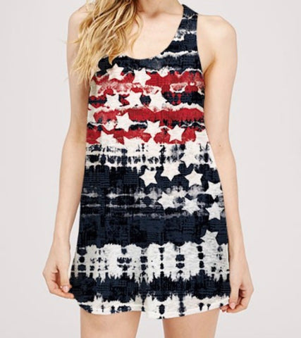 Red/white/blue stars & stripes racer back tank