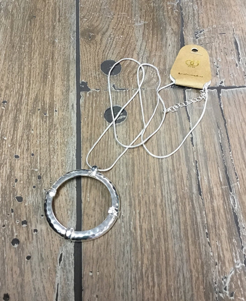 Necklace, hammered circle of life
