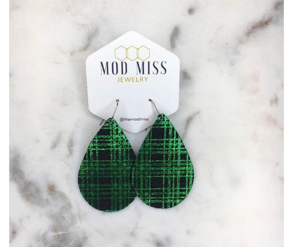 Leather teardrop earrings