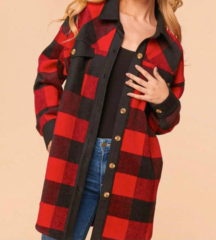 Red/black Buffalo plaid Shacket