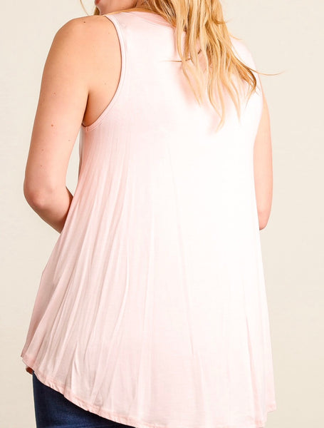Light pink sleeveless crisscross top