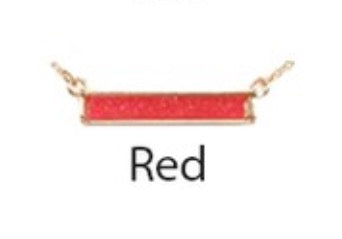 Necklace red druzy bar pendant & earrings set