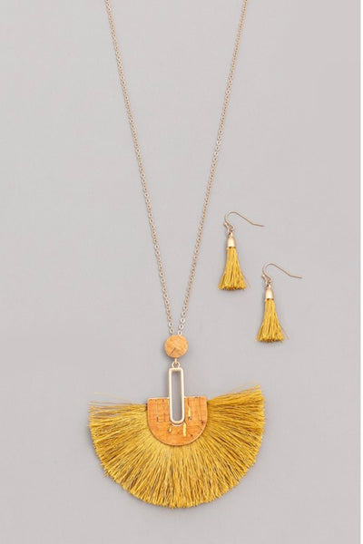 Necklace long tassel fan