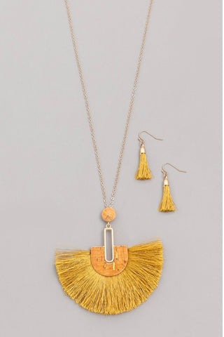 Necklace long tassel fan