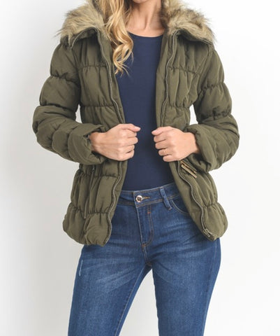 Plus olive fur trimmed parka